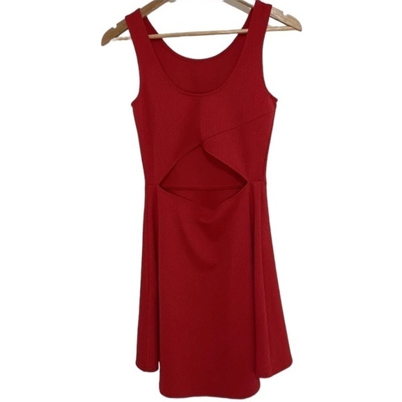 Divided H&M dress size XS red fit and flare sleeveless cutout back - Picture 2 of 8